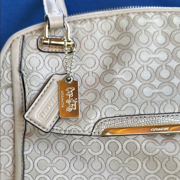 Coach Cream Satchel with Monogram Design - Picture 2 of 10